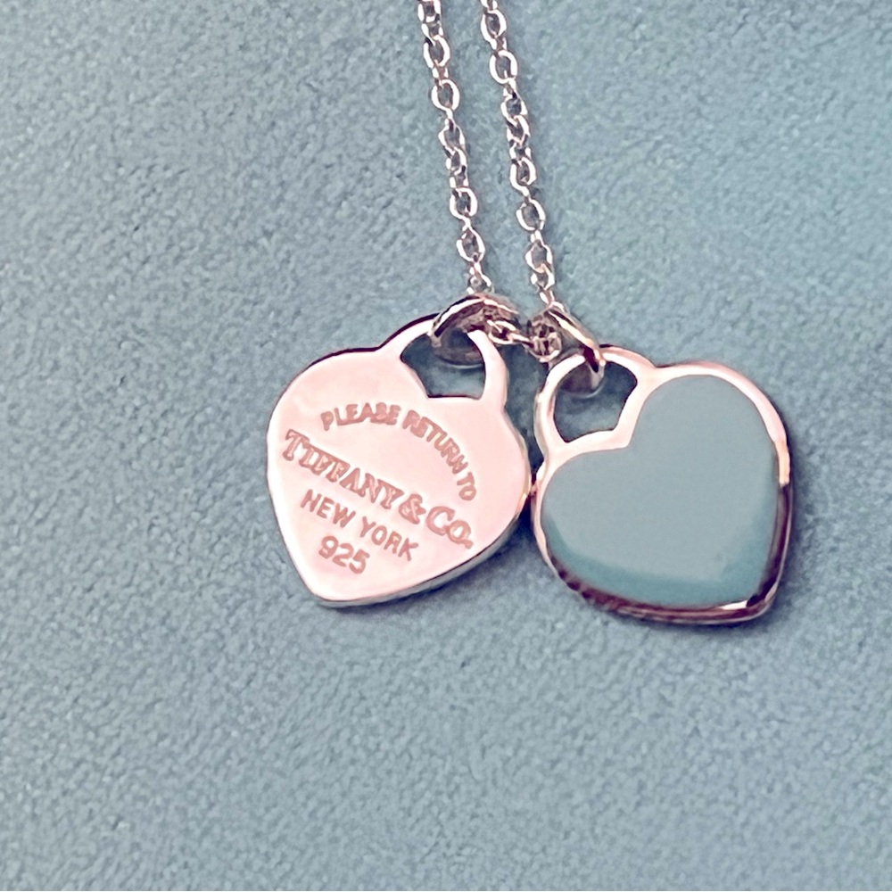 Tiffany Blue® Double Heart Tag Pendant in silver, mini